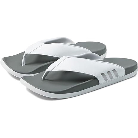 New Adidas Adilette Womens Flip Flops Thong Sandals Gray White Size 8 - Picture 1 of 10